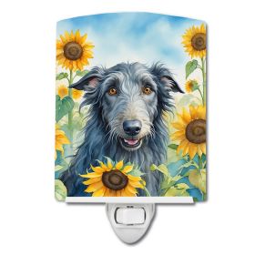 Scottish Deerhound in Sunflowers Ceramic Nightlight