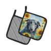 Scottish Deerhound in Sunflowers Pair of Potholders