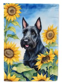 Scottish Terrier in Sunflowers House Flag