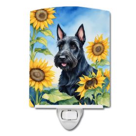 Scottish Terrier in Sunflowers Ceramic Nightlight