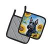 Scottish Terrier in Sunflowers Pair of Potholders