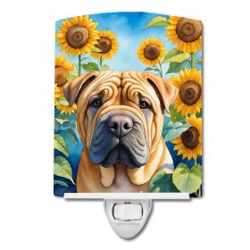 Shar Pei in Sunflowers Ceramic Nightlight