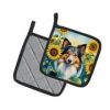 Sheltie in Sunflowers Pair of Potholders