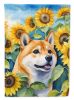 Shiba Inu in Sunflowers House Flag