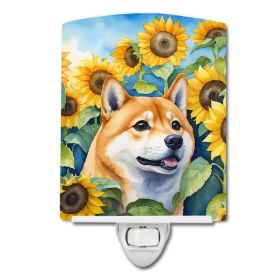 Shiba Inu in Sunflowers Ceramic Nightlight