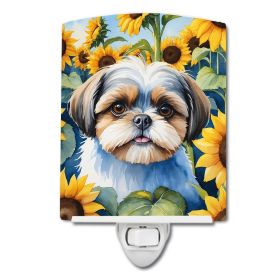 Shih Tzu in Sunflowers Ceramic Nightlight