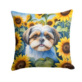 Shih Tzu in Sunflowers Throw Pillow