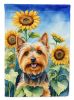 Silky Terrier in Sunflowers House Flag