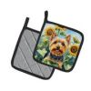 Silky Terrier in Sunflowers Pair of Potholders