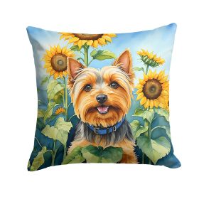 Silky Terrier in Sunflowers Throw Pillow