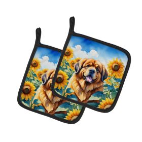 Mastiff - Tibetan - in Sunflowers Pair of Potholders