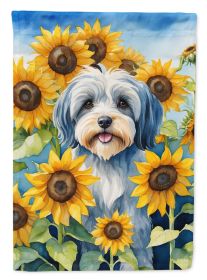 Tibetan Terrier in Sunflowers House Flag