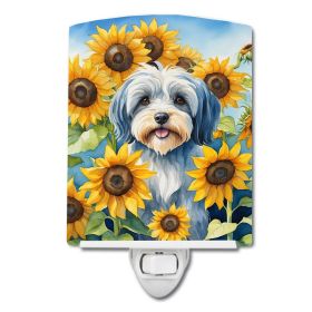 Tibetan Terrier in Sunflowers Ceramic Nightlight
