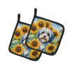 Tibetan Terrier in Sunflowers Pair of Potholders