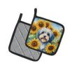 Tibetan Terrier in Sunflowers Pair of Potholders