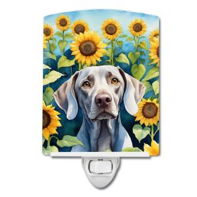 Weimaraner in Sunflowers Ceramic Nightlight