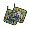 Weimaraner in Sunflowers Pair of Potholders