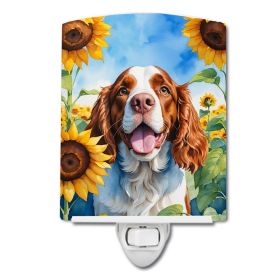Welsh Springer Spaniel in Sunflowers Ceramic Nightlight