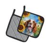 Welsh Springer Spaniel in Sunflowers Pair of Potholders