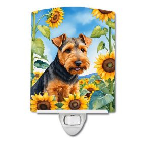 Welsh Terrier in Sunflowers Ceramic Nightlight