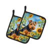 Welsh Terrier in Sunflowers Pair of Potholders