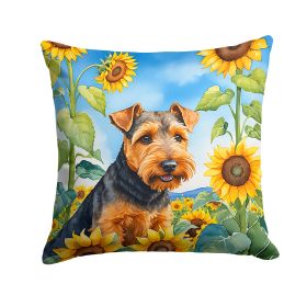 Welsh Terrier in Sunflowers Throw Pillow