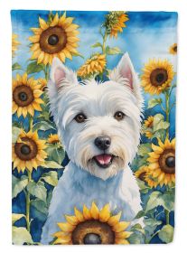 Westie 1 in Sunflowers House Flag