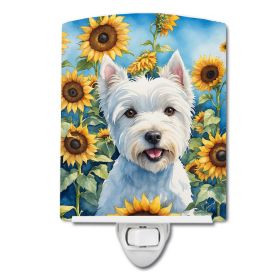 Westie 1 in Sunflowers Ceramic Nightlight