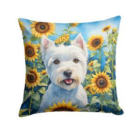 Westie 1 in Sunflowers Throw Pillow