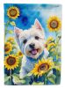 Westie 2 in Sunflowers House Flag