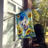 Westie 2 in Sunflowers House Flag