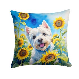 Westie 2 in Sunflowers Throw Pillow