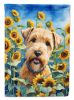 Soft Coated Wheaten Terrier in Sunflowers House Flag