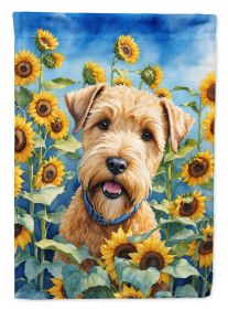 Soft Coated Wheaten Terrier in Sunflowers House Flag