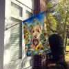Soft Coated Wheaten Terrier in Sunflowers House Flag