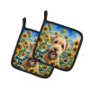 Soft Coated Wheaten Terrier in Sunflowers Pair of Potholders