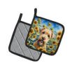 Soft Coated Wheaten Terrier in Sunflowers Pair of Potholders