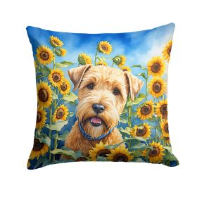 Soft Coated Wheaten Terrier in Sunflowers Throw Pillow