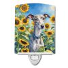 Whippet in Sunflowers Ceramic Nightlight