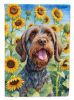 Wirehaired Pointing Griffon in Sunflowers House Flag