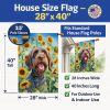 Wirehaired Pointing Griffon in Sunflowers House Flag
