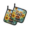 Yorkshire Terrier in Sunflowers Pair of Potholders