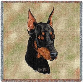 Doberman - Lap Square Cotton Woven Throw