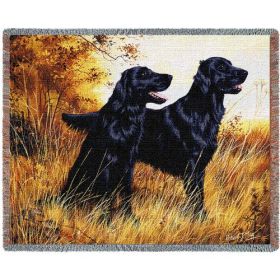 Flat Coated Retriever - Cotton Woven Blanket