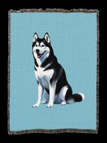 Siberian Husky Cotton Woven Throw