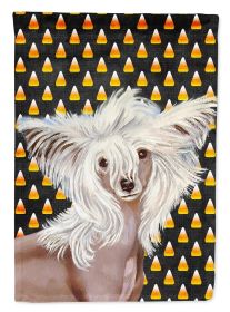 Chinese Crested1 Candy Corn Halloween Garden Flag