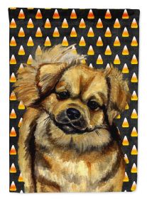 Tibetan Spaniel Candy Corn Halloween Garden Flag