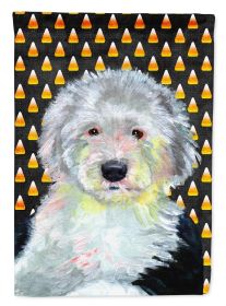 Old English Sheepdog Candy Corn Halloween Garden Flag