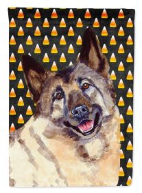 Norwegian Elkhound Candy Corn Halloween Garden Flag
