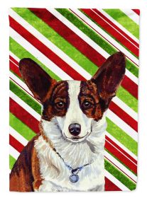 Corgi Candy Cane Christmas Garden Flag